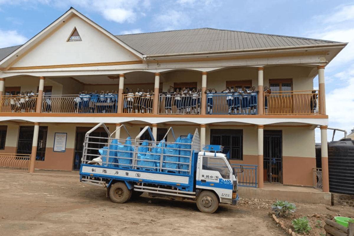The school truck carrying chairs to a local council function from KAASO
